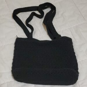 Source Unknown Black Crochet Shoulder Bag